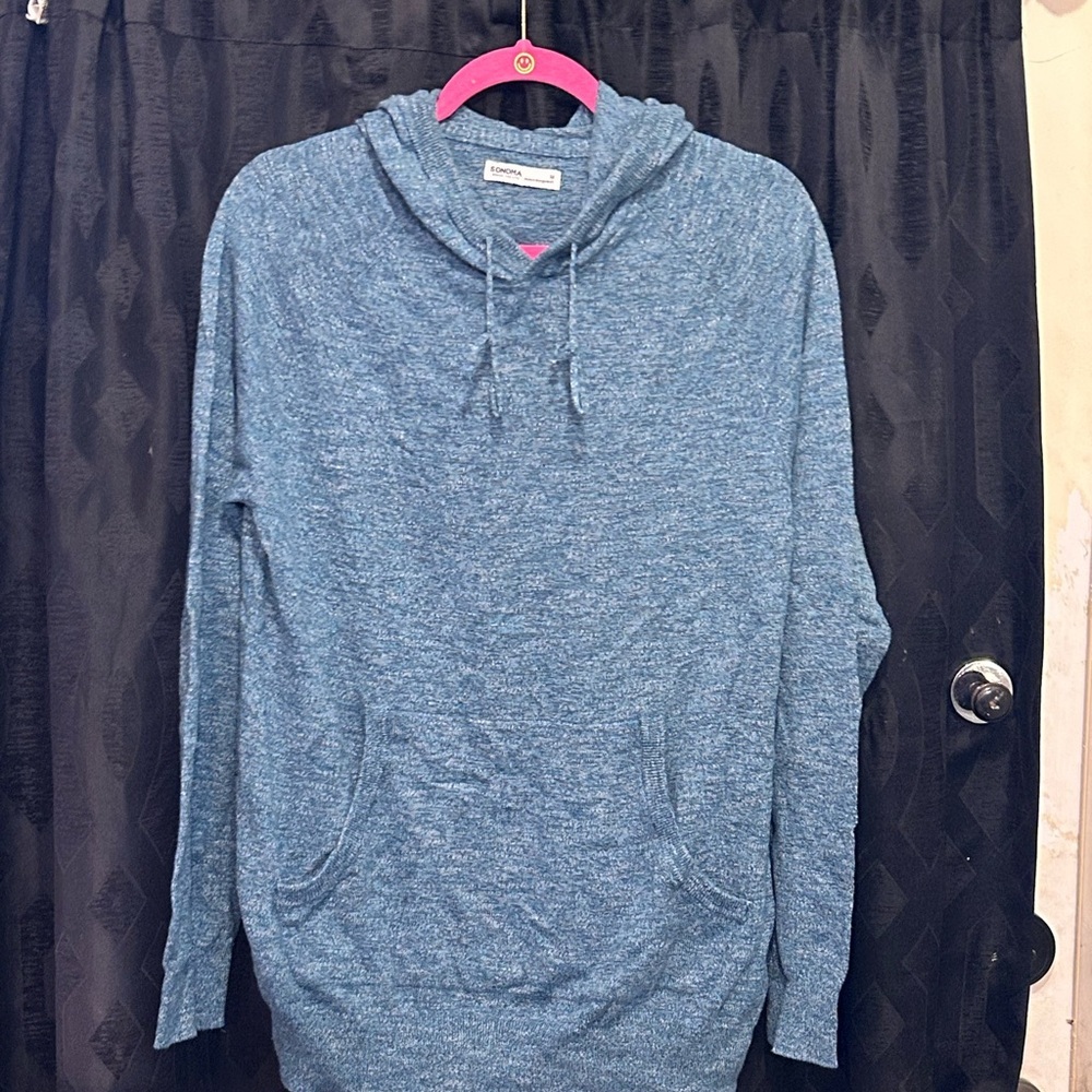 Sonoma Teal Hooded Men's Sweater Size Medium